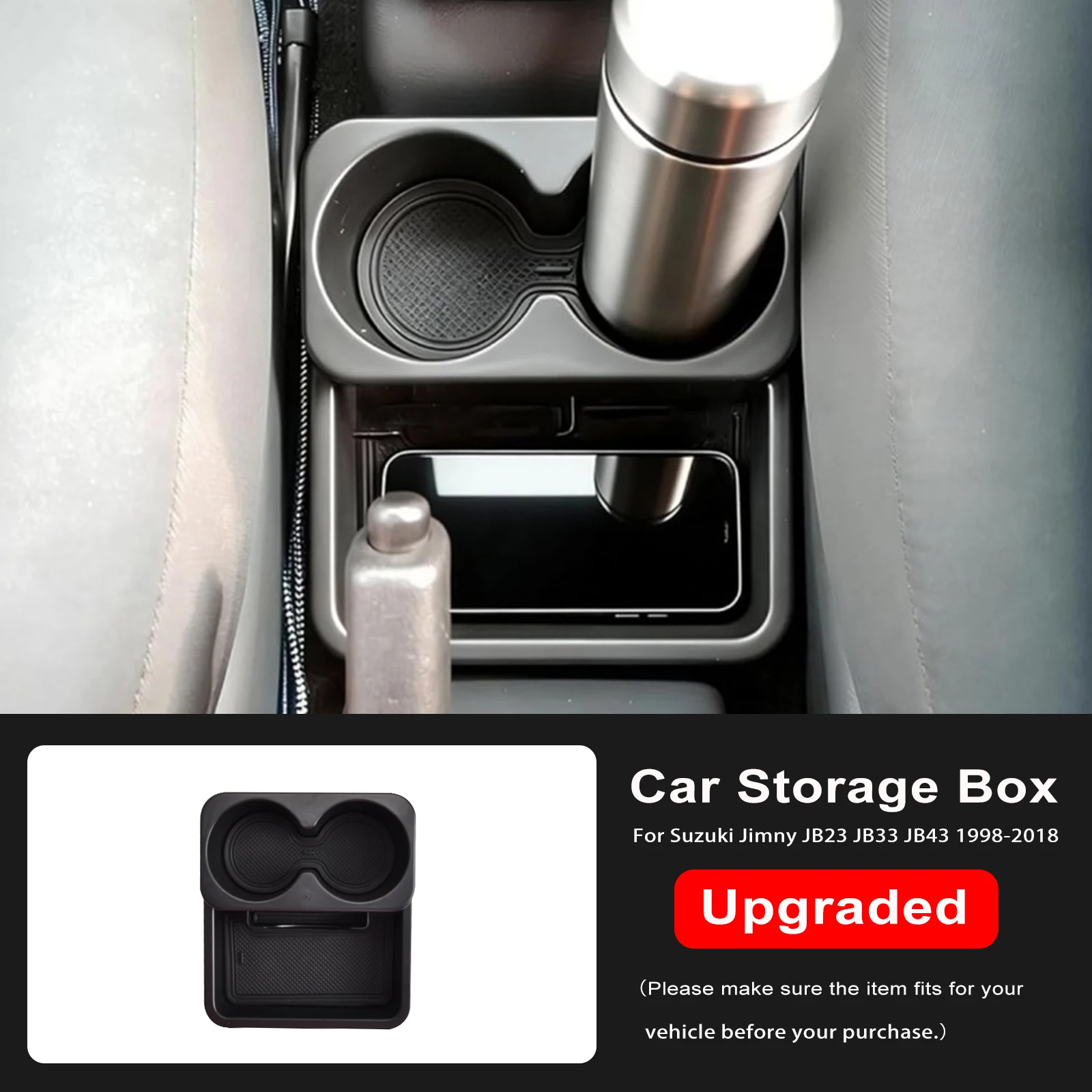 Image of Auto-Mittelkonsole Schalthebel-Aufbewahrungsbox Getränkehalter Organizer Ablage MT-Modell für Suzuki Jimny JB23 JB33 JB43 1998-2018 Zubehör