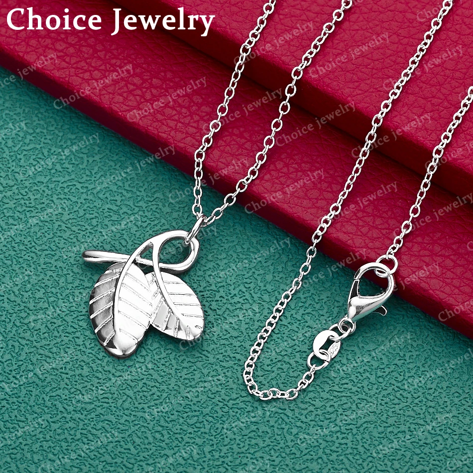 40-75cm 925 Sterling Silver Leaf Pendant Necklace For Women Men Creativity Gifts Street All-match Party And Daily Wear