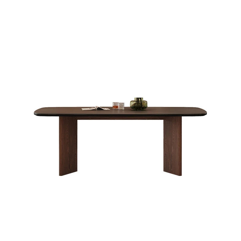 Solid wood rock slab dining table ash wood modern simple household living room Italian medieval rectangular dining table