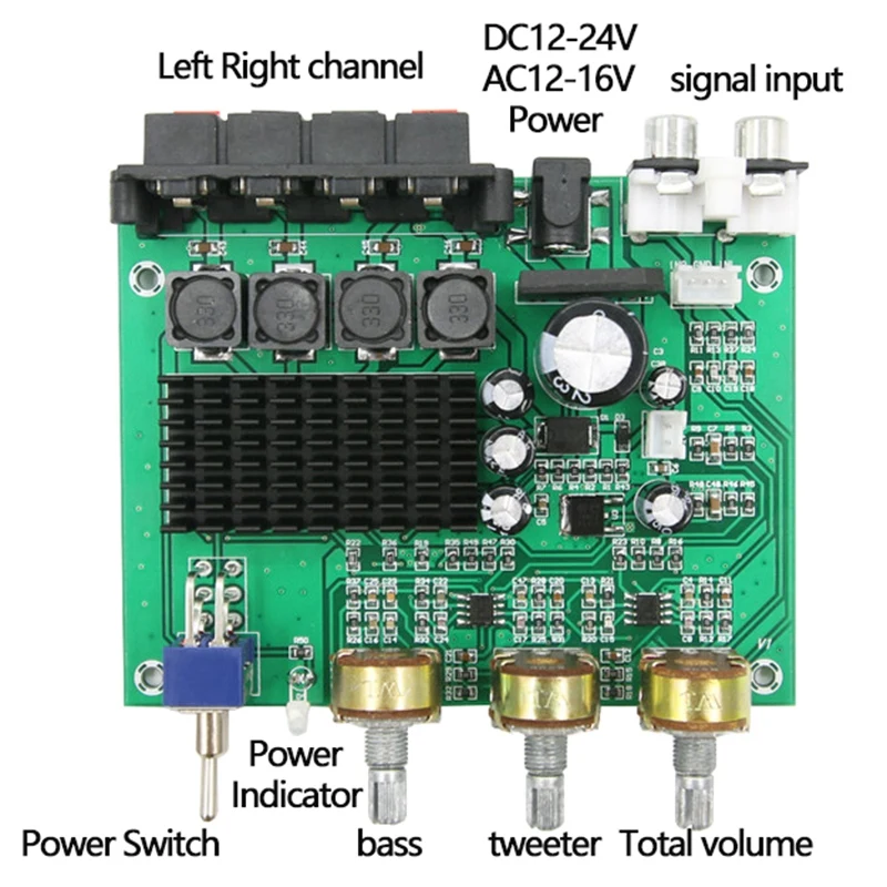 TPA3116D2 Digital Audio Amplifier Board Dual Channel 80Wx2 Stereo TPA3116 High Power Amplifier Sound Preamplifier Board