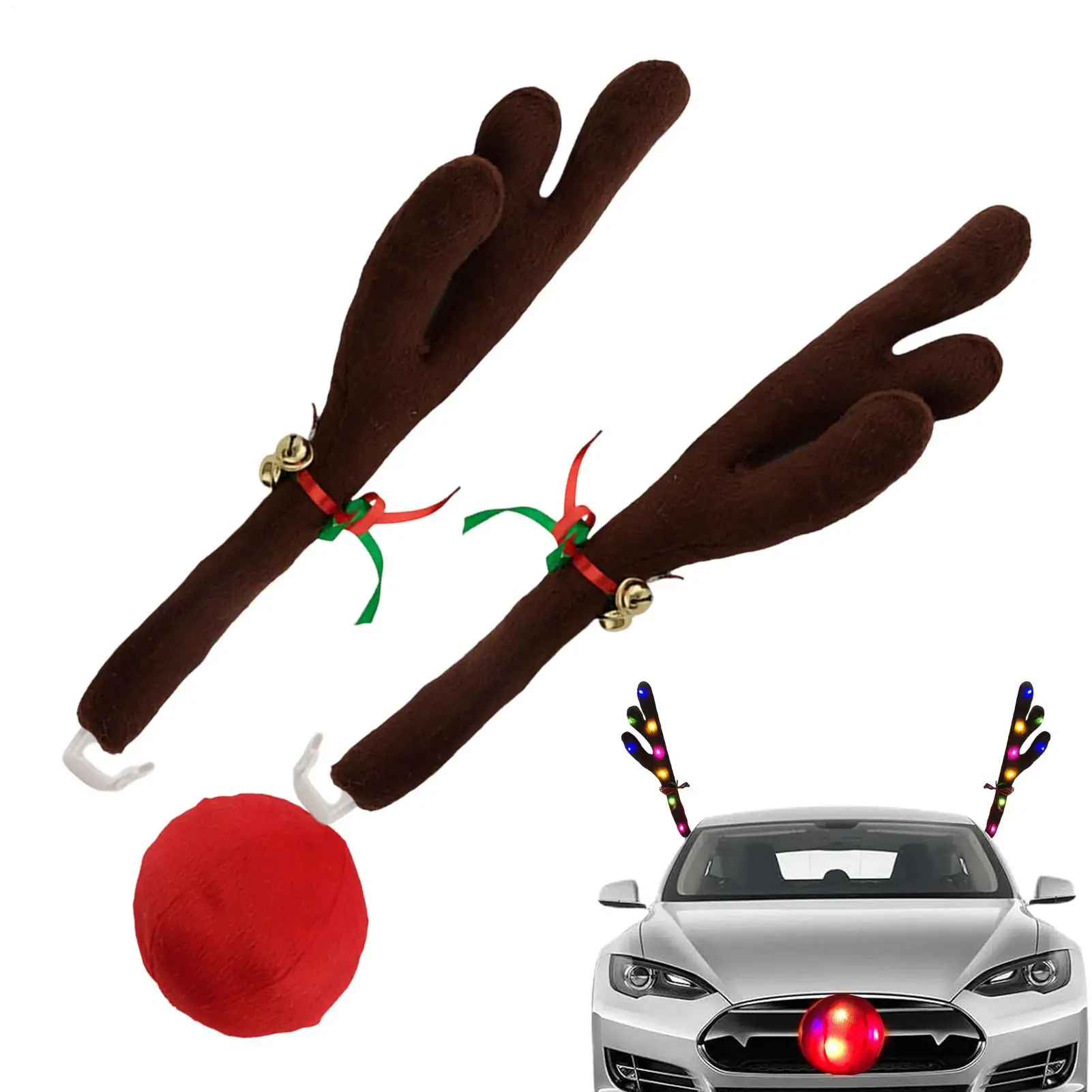 

Reindeer Antlers for Cars Cute LED Holiday Supplies with Jingle Bells Christmas Reindeer Decor for Travel Daily Christmas Party