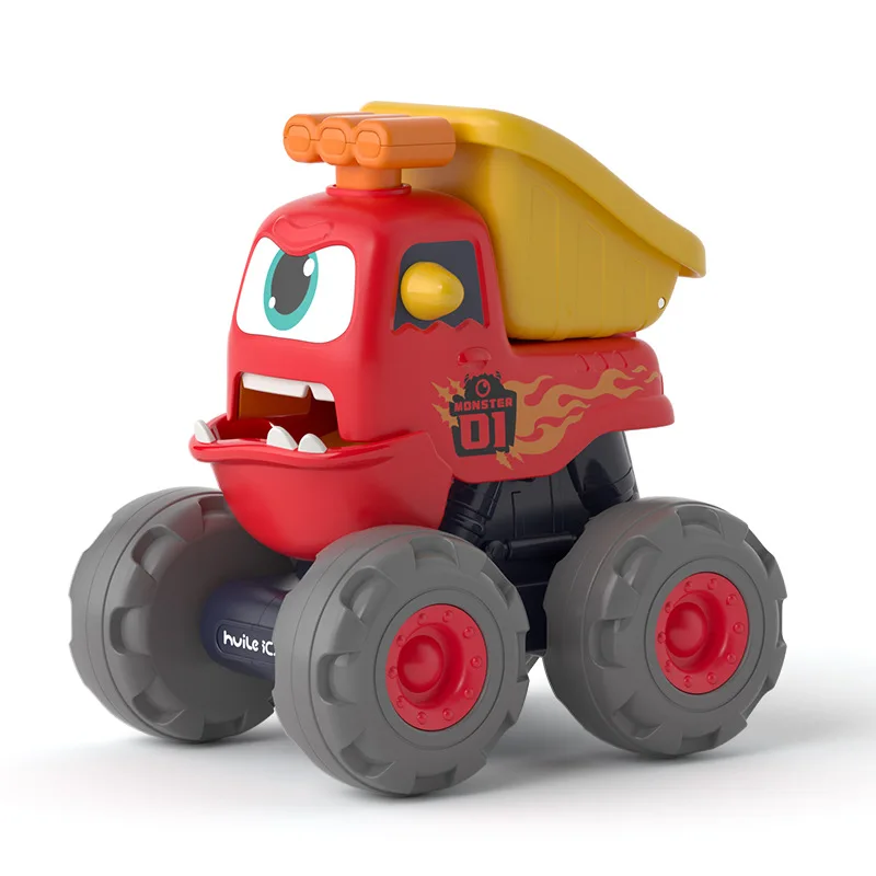 Série de veículos de engenharia monster, diversão móvel, balde de batida, guindaste, escavadeira, inércia/tração traseira/carro deslizante, brinquedo de quebra-cabeça infantil