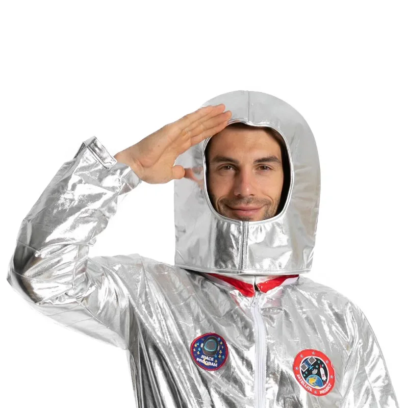 

Eraspooky-Costume de casque d'astronome argenté pour adultes, équipement de sauna Spaceman, accessoire de fête de carnaval