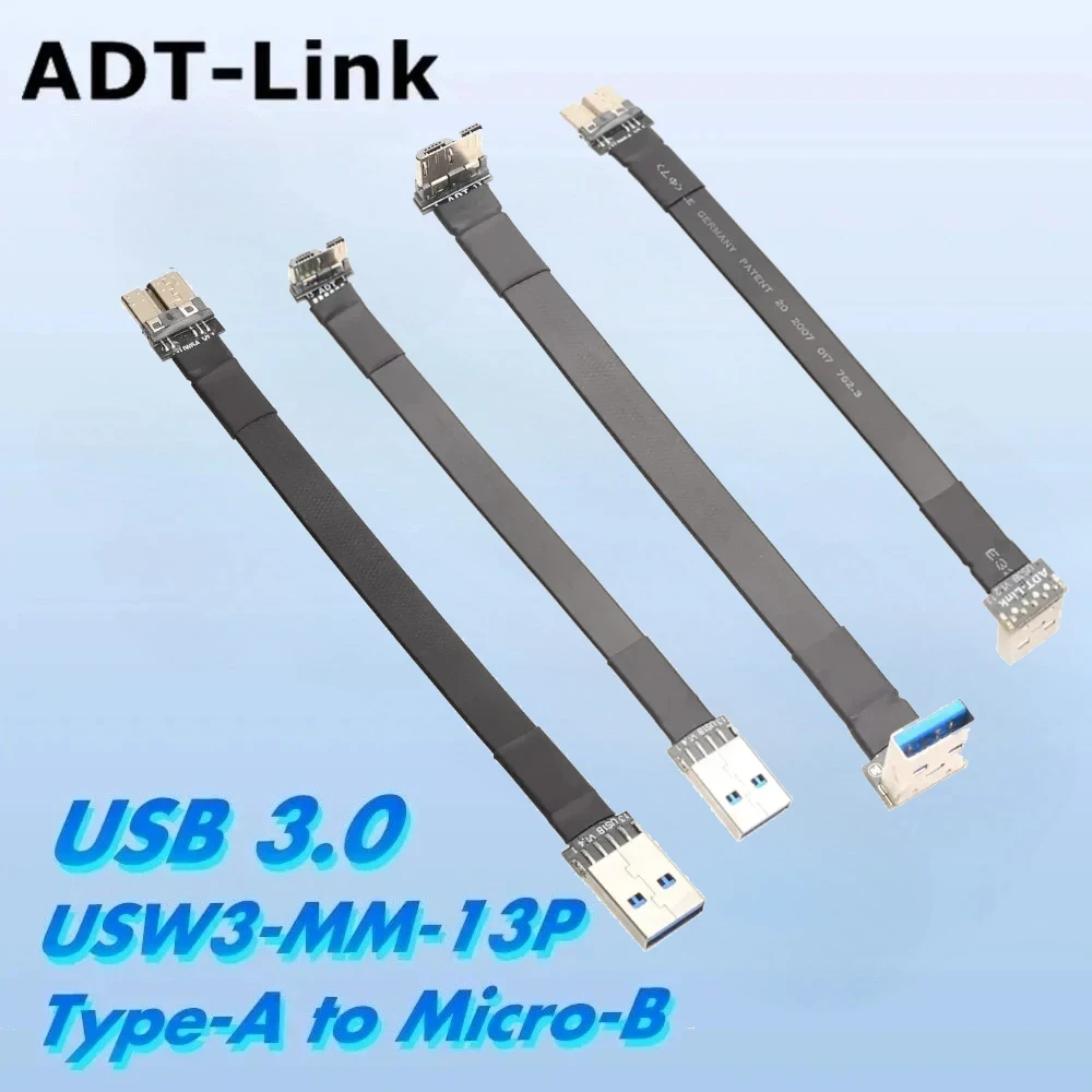 

USB 3.0 Micro B к USB 3.0 типа A «папа-папа» Складной 90-градусный плоский кабель вверх и вниз Разъем Micro-B USB3.0 Удлинитель FPC FPV