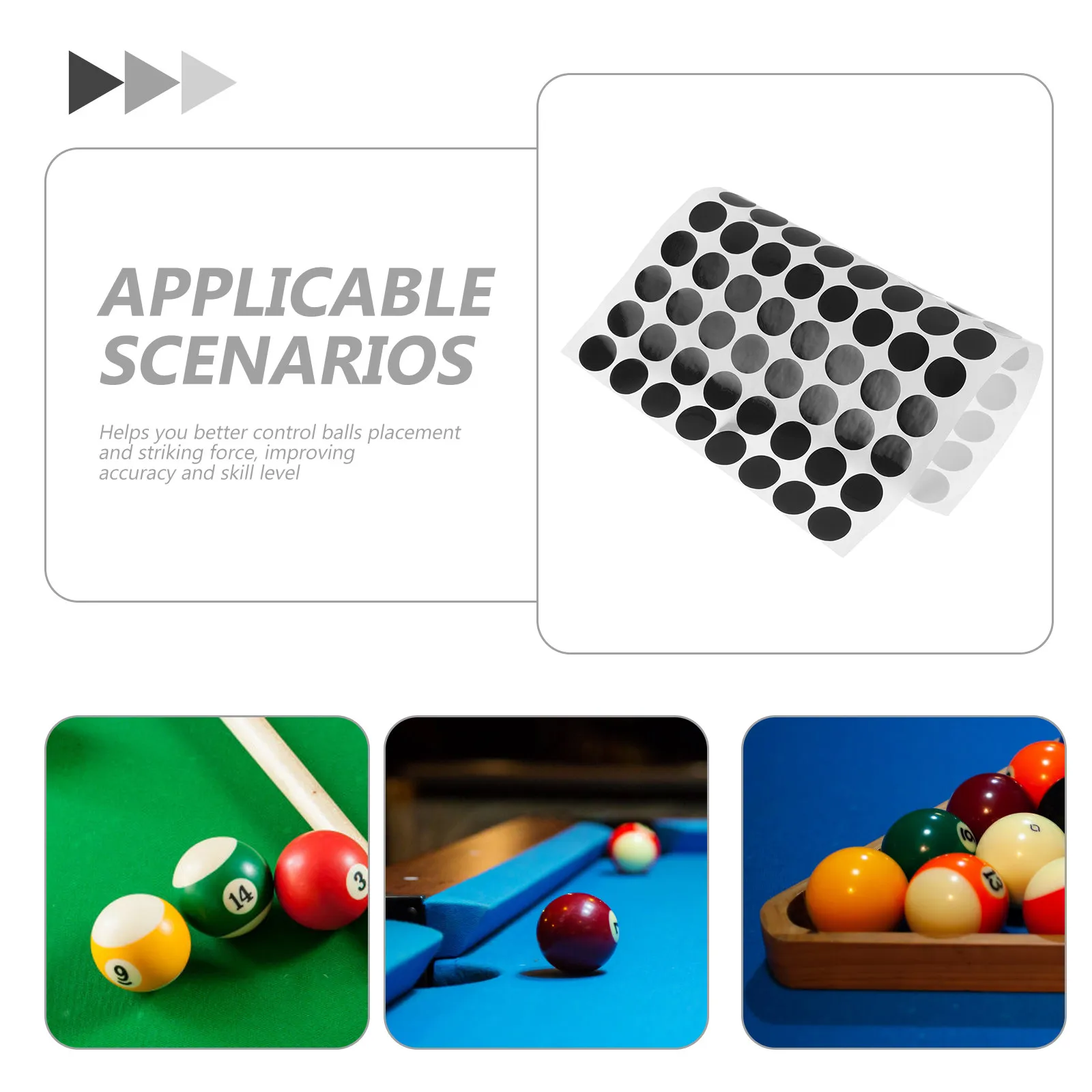 1Sheet Heavy Duty Billiard Table Positioning Stickers Cue Ball Placement Dots for Pool Tables Practice Games