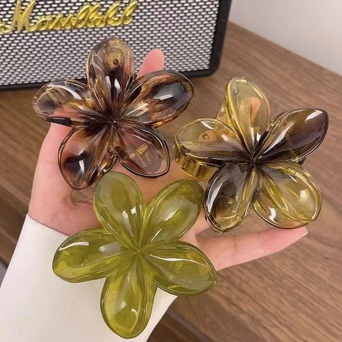 Leopard Print Flower Hair Claw Clips Women Girls Hawaiian Gradient Hairpins Hair accessories Shark Barrettes Sweet Shark Claws image 6