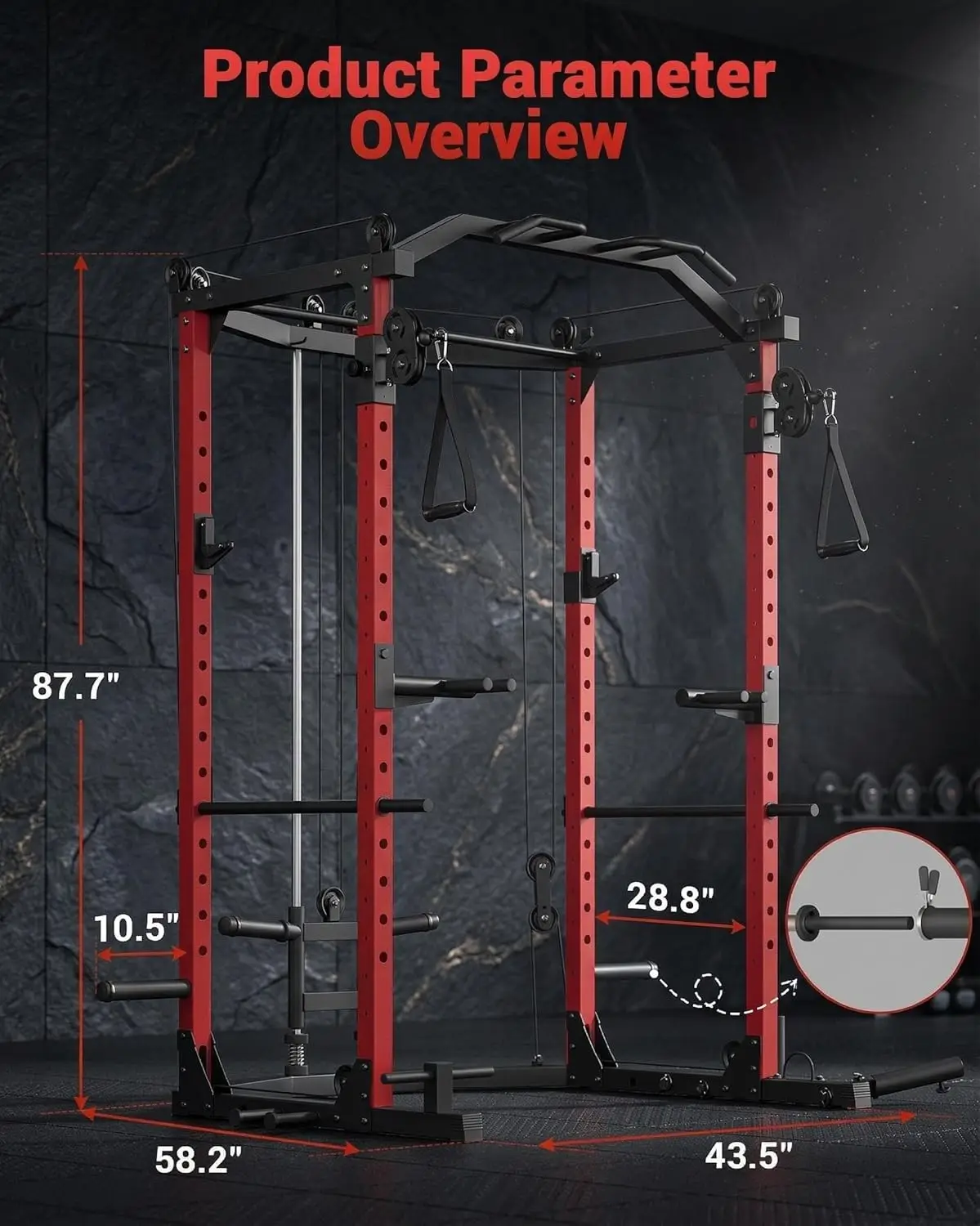 Power Cage, Multi-Functional Power Racks for Home Gym with Cable Crossover System, 1600 LBS Weight Capacity Fitness, Custom