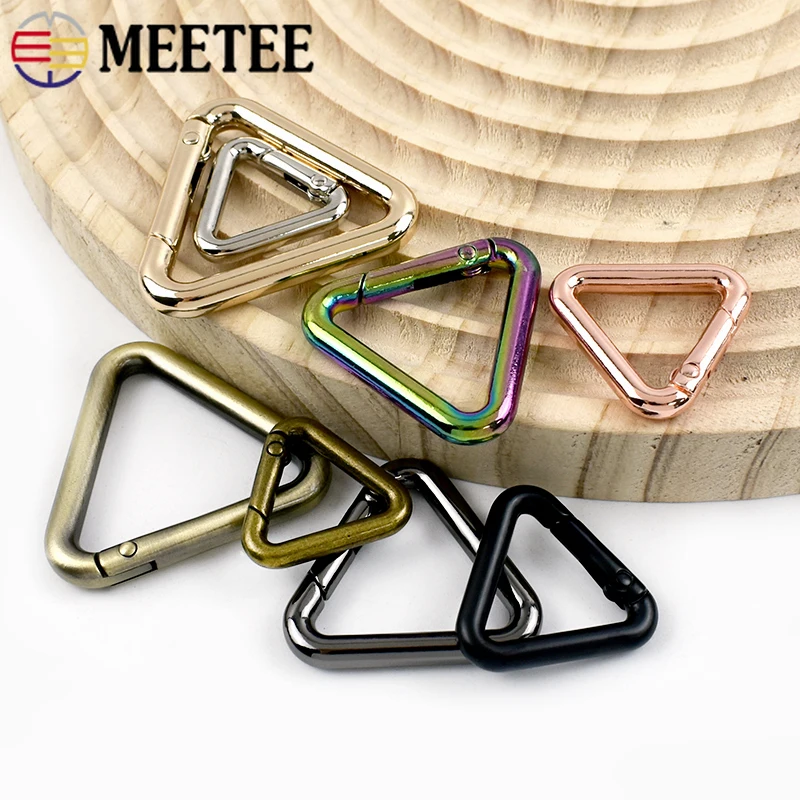 Fotografia 7: Anel de mola triangular de metal, 5/10 peças, bolsa que pode ser aberta, fivela de cinto, mosquetão, chaveiro, corrente de cachorro, fecho de pressão, gancho de gatilho