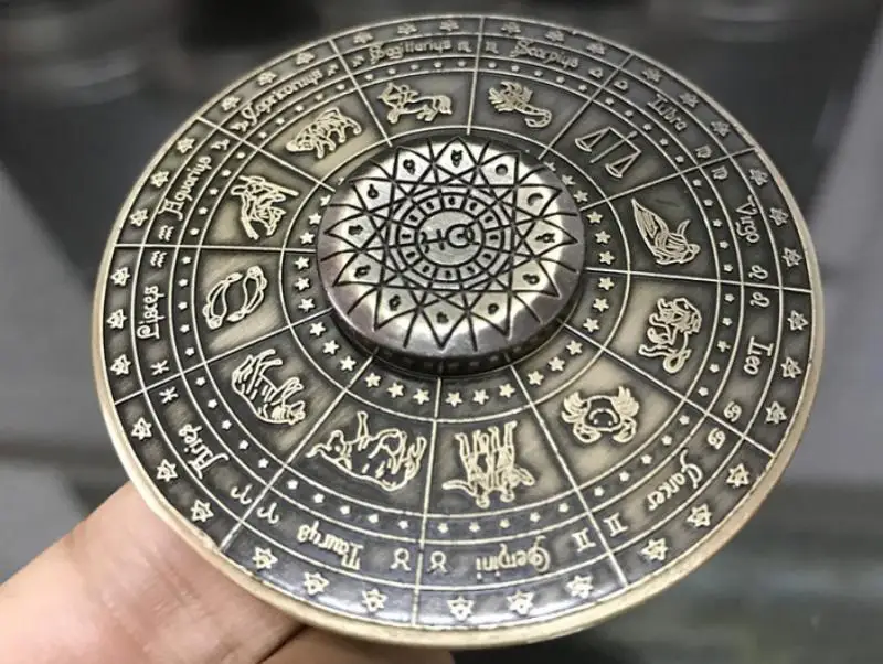 Egyptian Twelve Constellation UFO Hand Spinner Round Vintage Fidget Spinner Relieve Stress Anxiety Autism Adults Children Gifts