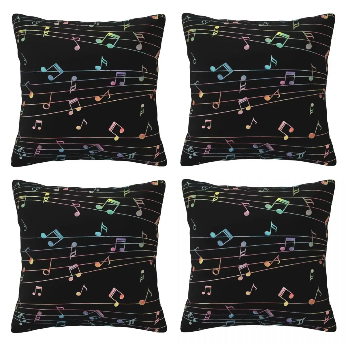 Music Notation Musical Notes 4pcs Square Pillowcase Cushion Cover Pillow Case Throw Pillow Cover for Home Sofa Living Room