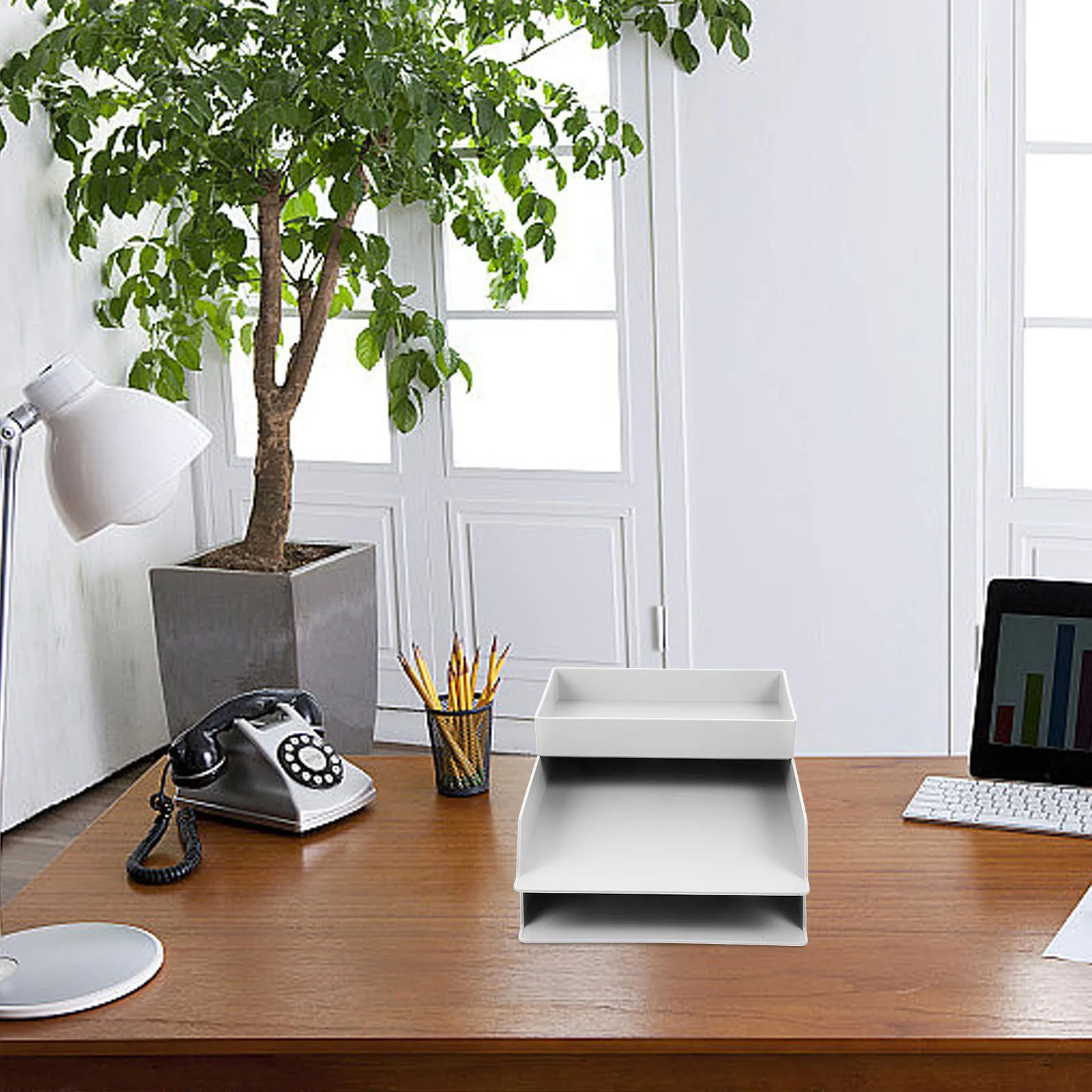 1 Set Of Desktop Storage Box File Organizer For Office Supply Large Capacity Stackable Abs Material Document Shelf Stationery