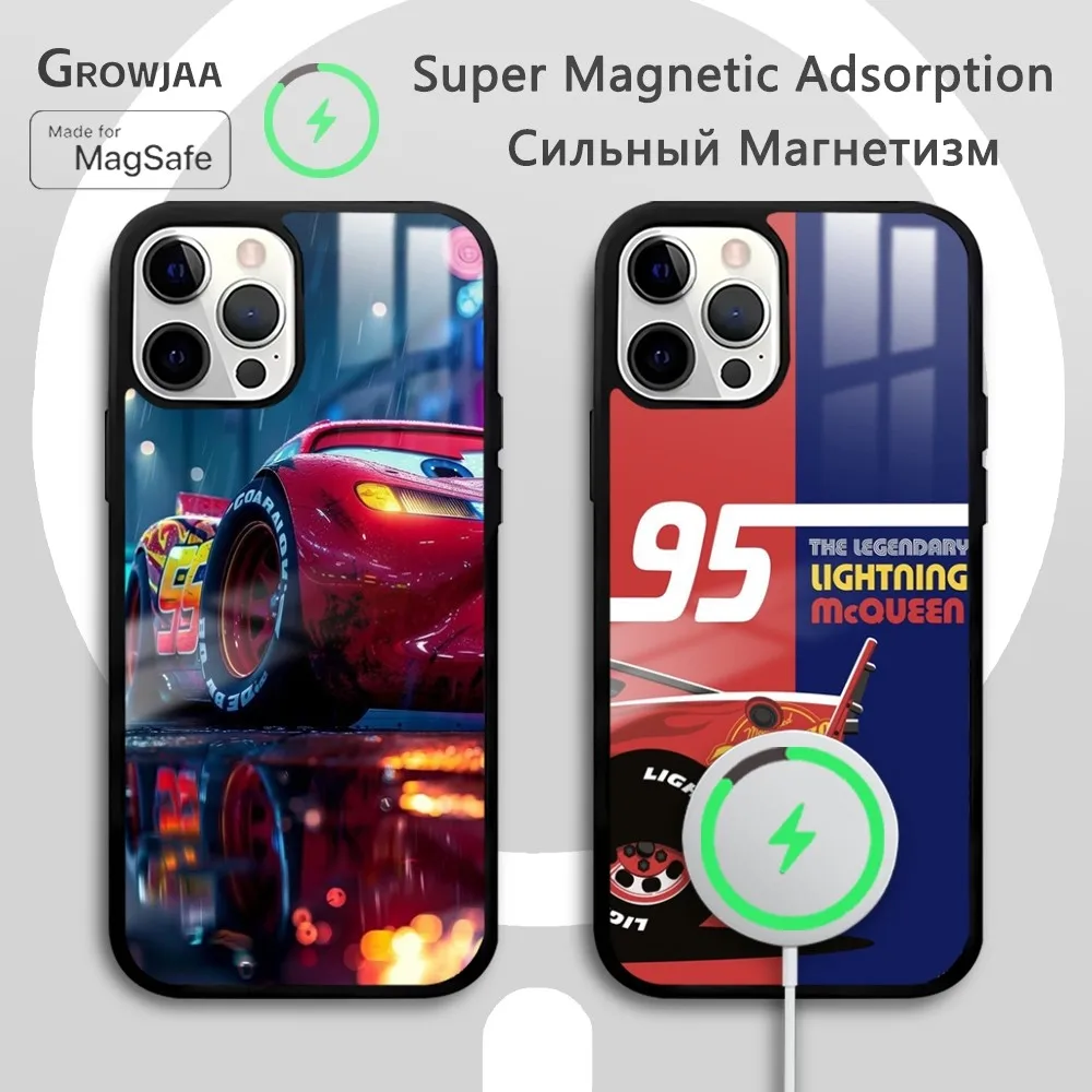 

Cars Mcqueen Phone Case For iPhone 16 15 14 13 12 11 Pro Max Plus Mini New Magsafe Mirror Wireless Magnetic Funda