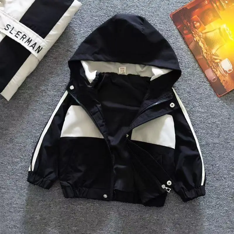 Children's Jacket Spring and Autumn Thin Boys' Baby Hooded Casual Coat Children's Windbreaker Kids Top