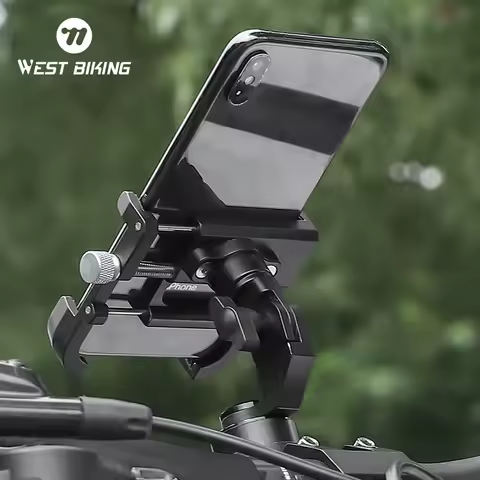 WEST BIKING Bicycle Headset Mobile Phone Holder Aluminum Alloy Universal 360 Degree Adjustable Phone Stand Cycling Accessories