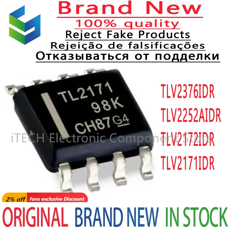 1pcs 100% NEW TLV2171IDR TL2171 TLV2172IDR TL2172 TLV2252AIDR V2252A TLV2376IDR SOIC8 SOP8 Brand New Original Chips Ic