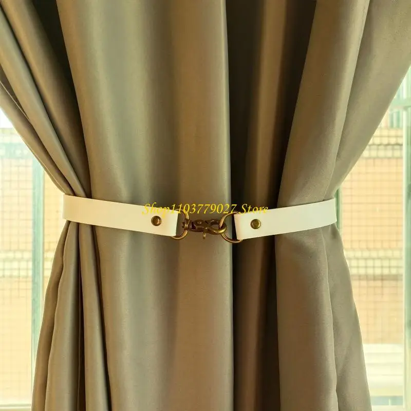 Leather Curtain Tiebacks Leather Curtain Buckle Creativity Curtain Holdbacks European Classic Retro Nail-Free Curtain