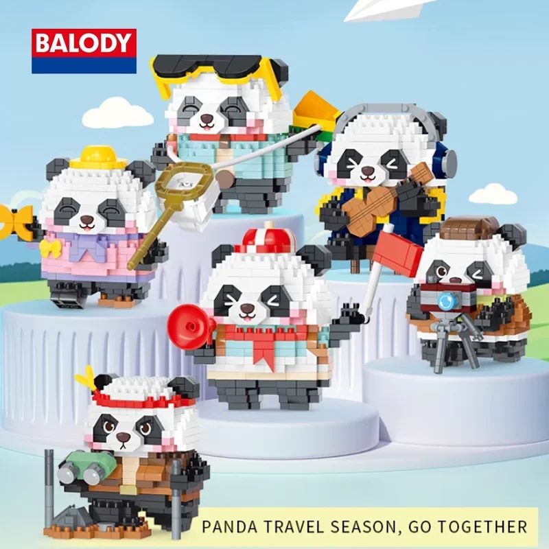 BALODY Kawaii Food Party Series Lotso 3D kartun sirkus Panda Puzzle blok bangunan pendidikan mainan koleksi hadiah ulang tahun