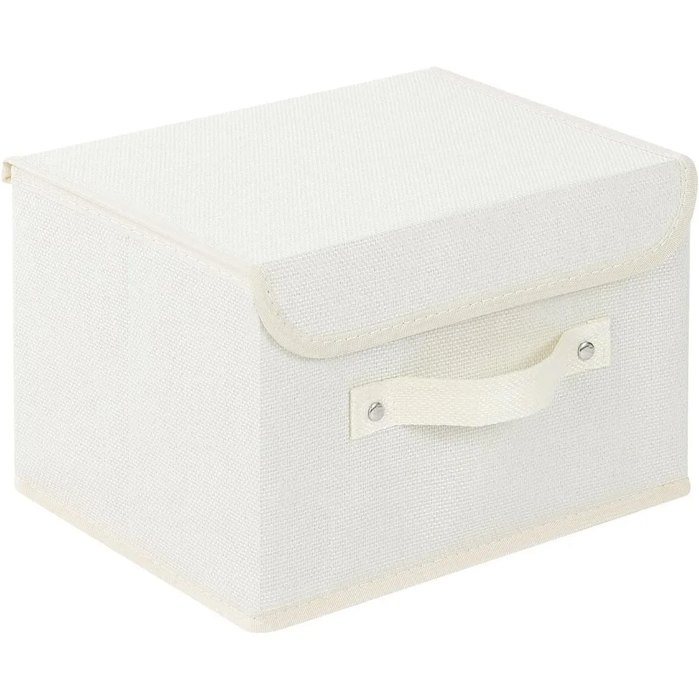 

Storage Boxes, Collapsible Storage Bins, with Lids, Cotton and linen cloth with Handle, 10.2x7.9x6.7 in, Storage Boxes