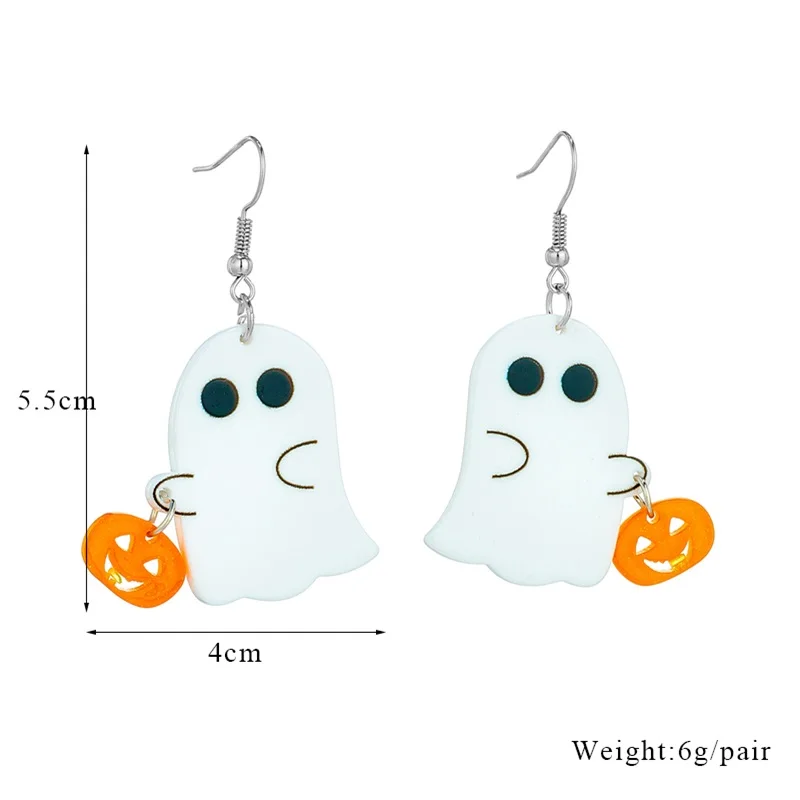 YAOLOGE Acrylic Halloween Ghost Pumpkin Drop Earrings For Women New Cartoon Girls Wacky Ear Jewelry Party Festival Gifts Серьги