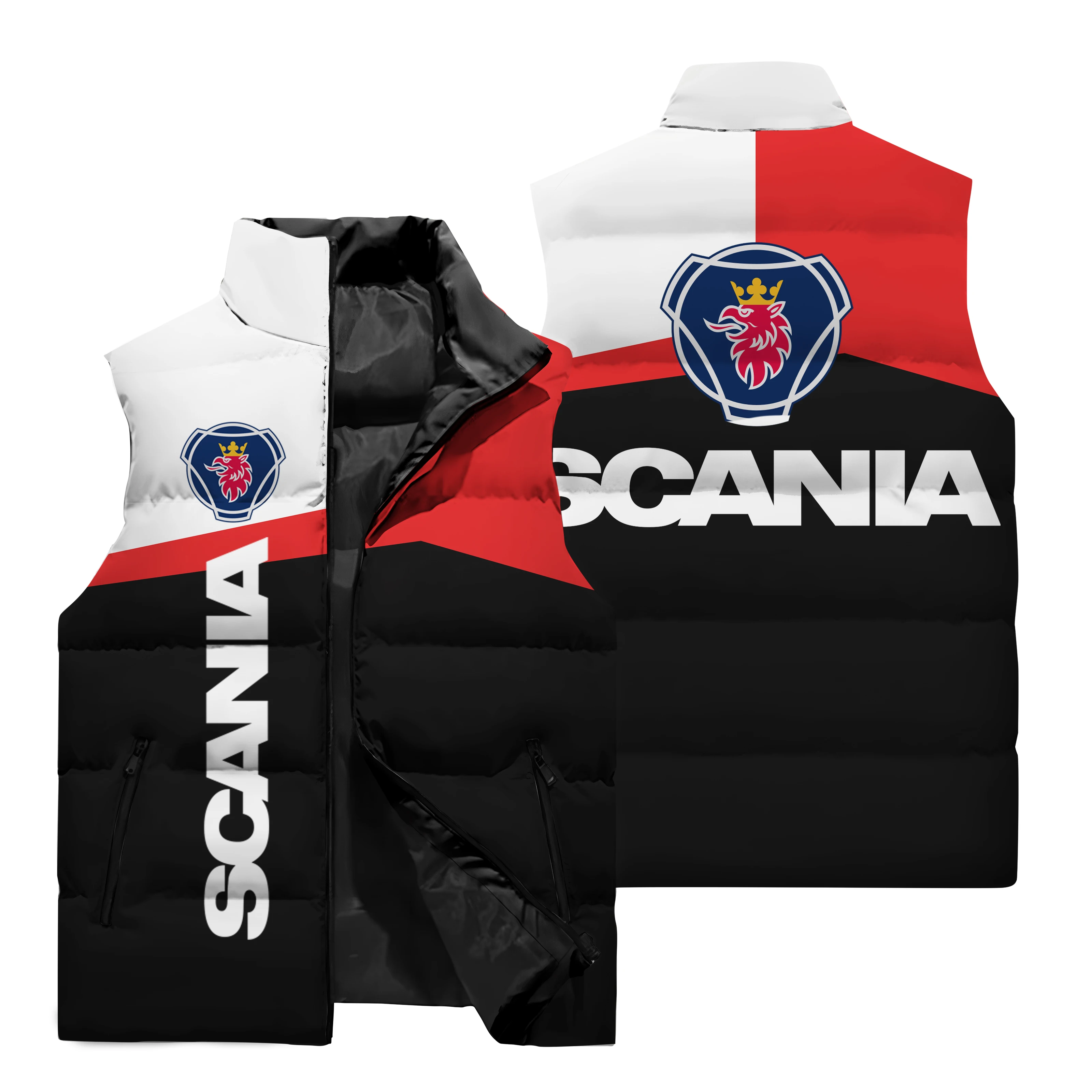 Scania Car Printed Vest Men\'s Clothing Street Fashion New Vest Cotton Lining Winter Coldproof Warm Men\'s Oversized Vests S-6XL