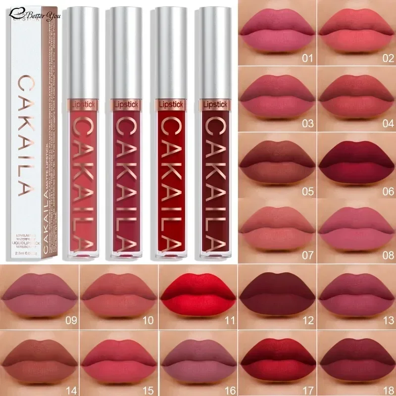 

KACAILA 18 Colors Waterproof Liquid Lipsticks Lip Makeup Matte Velvet Lipstick Lip Gloss Cosmetic Nude Long Lasting Cosmestics