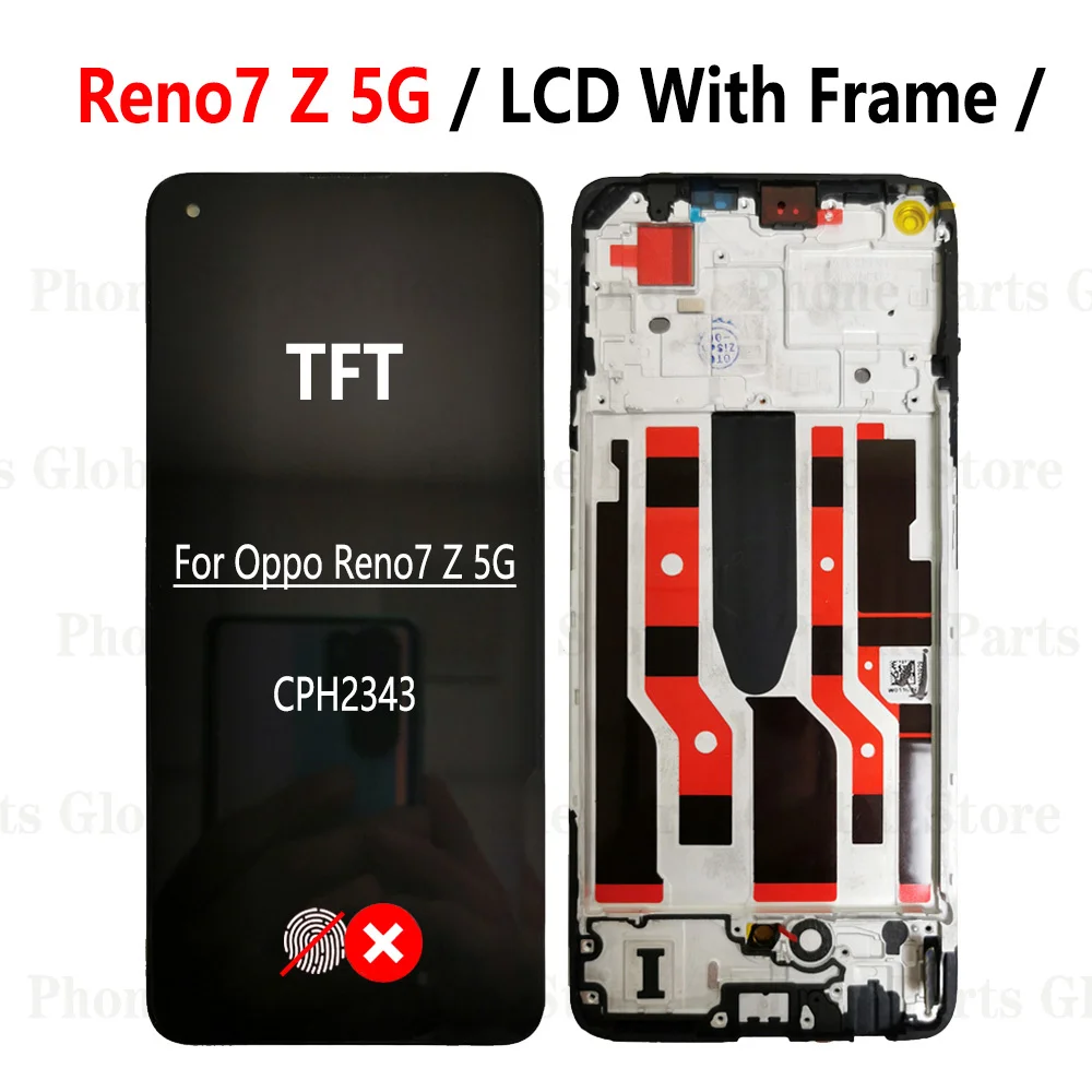 AMOLED LCD With Frame For OPPO Reno7 Z 5G LCD CPH2343 Screen Reno