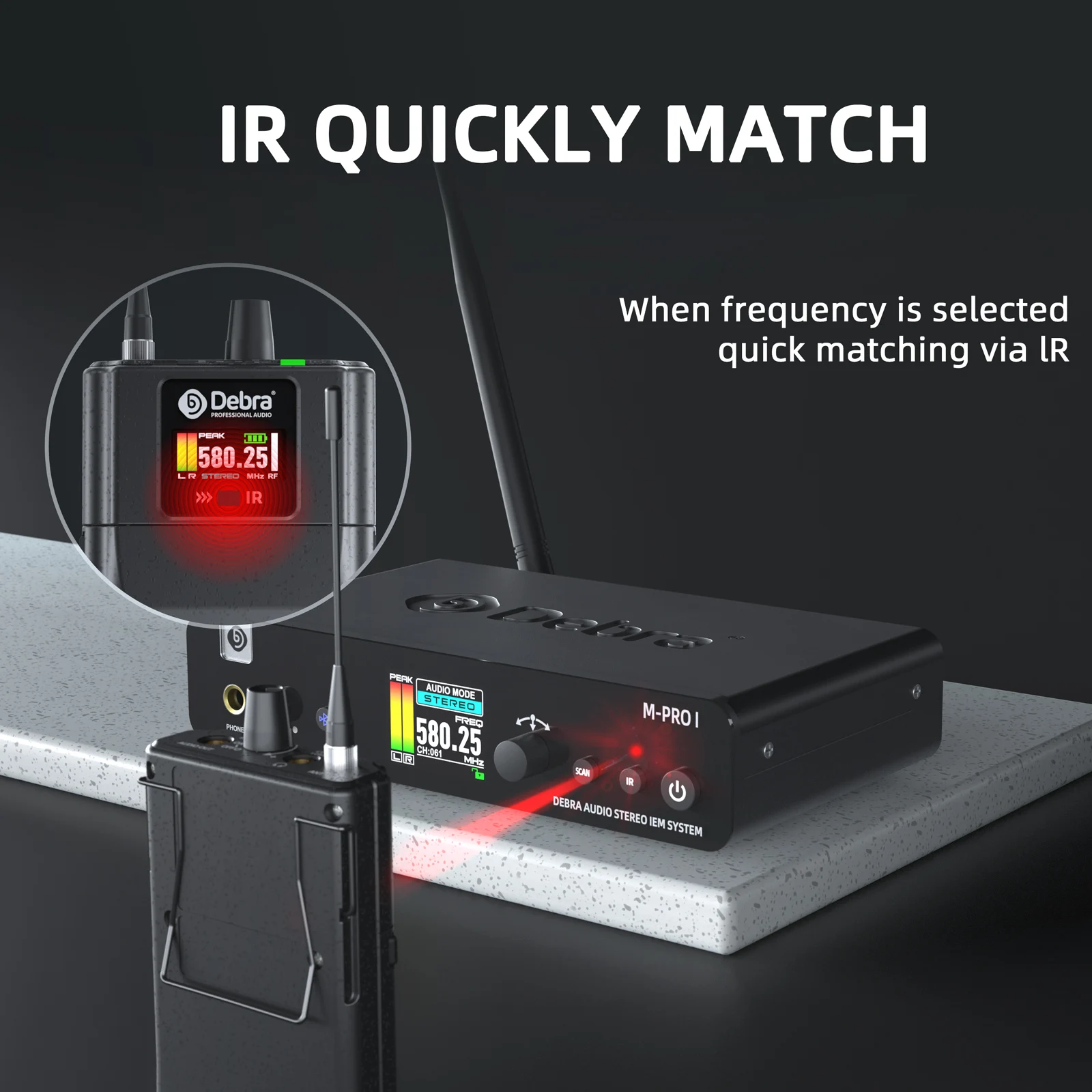 نظام صوتي لاسلكي M-PROI UHF، بلوتوث 5.0، درجة الاستوديو 24 بت/44.1 كيلو هرتز، تأخير 7 مللي ثانية، نطاق طويل 80 مترًا، مثالي للموسيقيين والدي جي