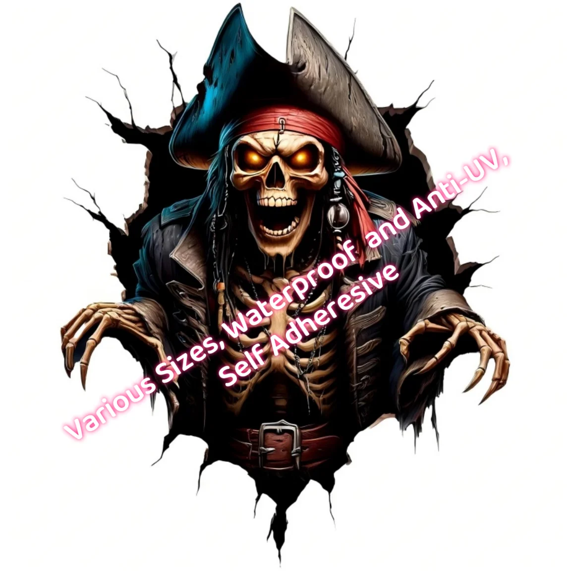 Three Ratels X31 Skeleton Pirate Terrifying Pirate Sticker for Car Helmet Laptop Skateboard Toy Decoration Vinyl Material