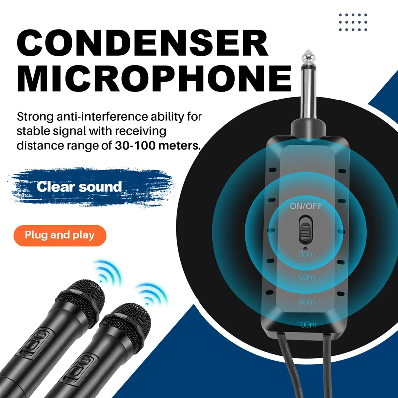 

Stylish-Universal VHF Wireless Handheld Microphone With Receiver For Karaoke/Business Meeting Portable Microphones