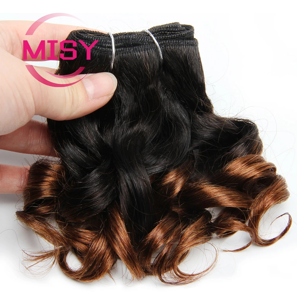 6 Cái/lốc Xoăn Bó Sợi Tóc Người Màu Ombre Brazil Tóc Weave Gói Ngắn Remy Con Người Tóc Xoăn Bó Cho Phụ Nữ