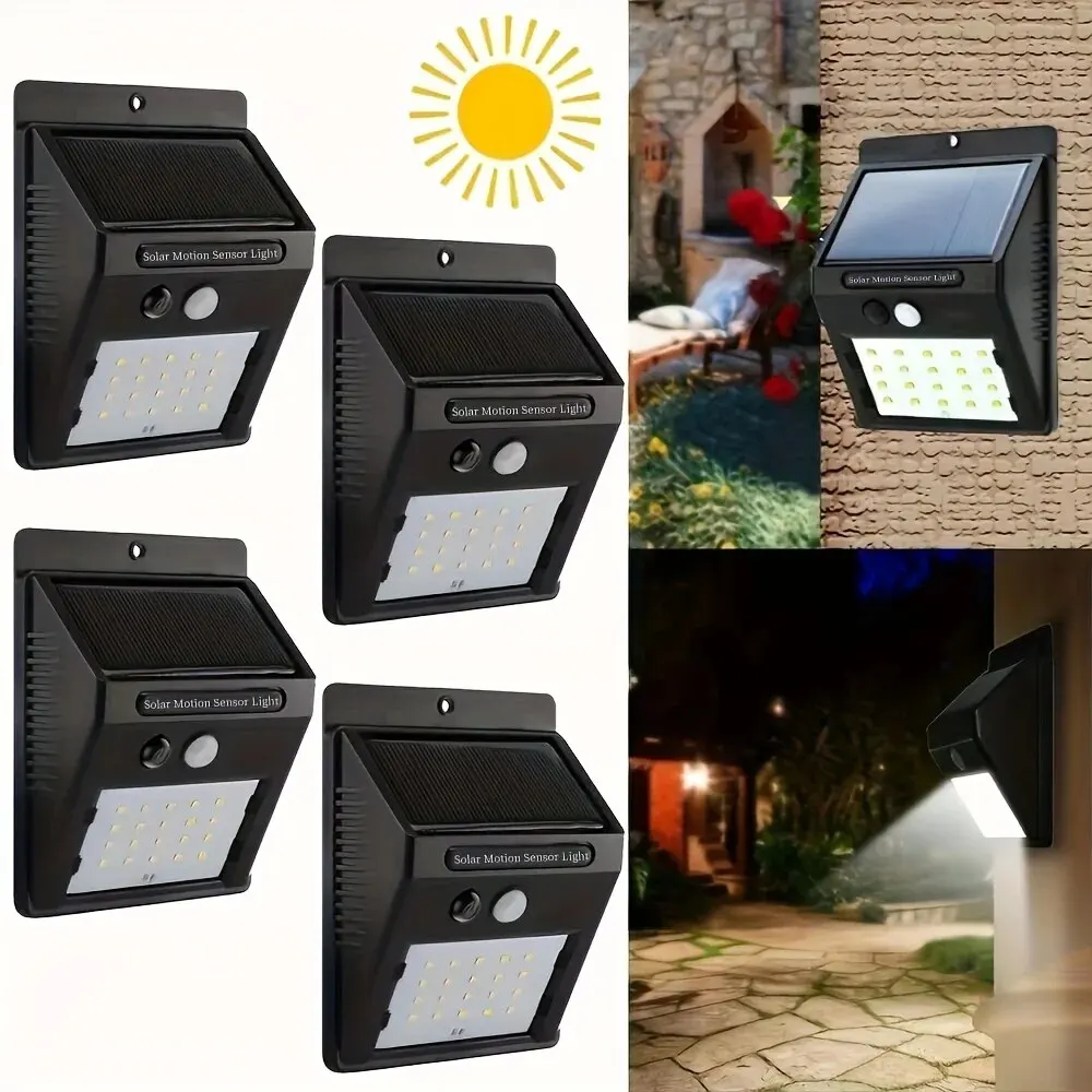 1-4pcs Solar Motion Sensor Wall Lights IP68 Waterproof Outdoor Sconce with Nickel Battery, Touch Control, Flush Mount