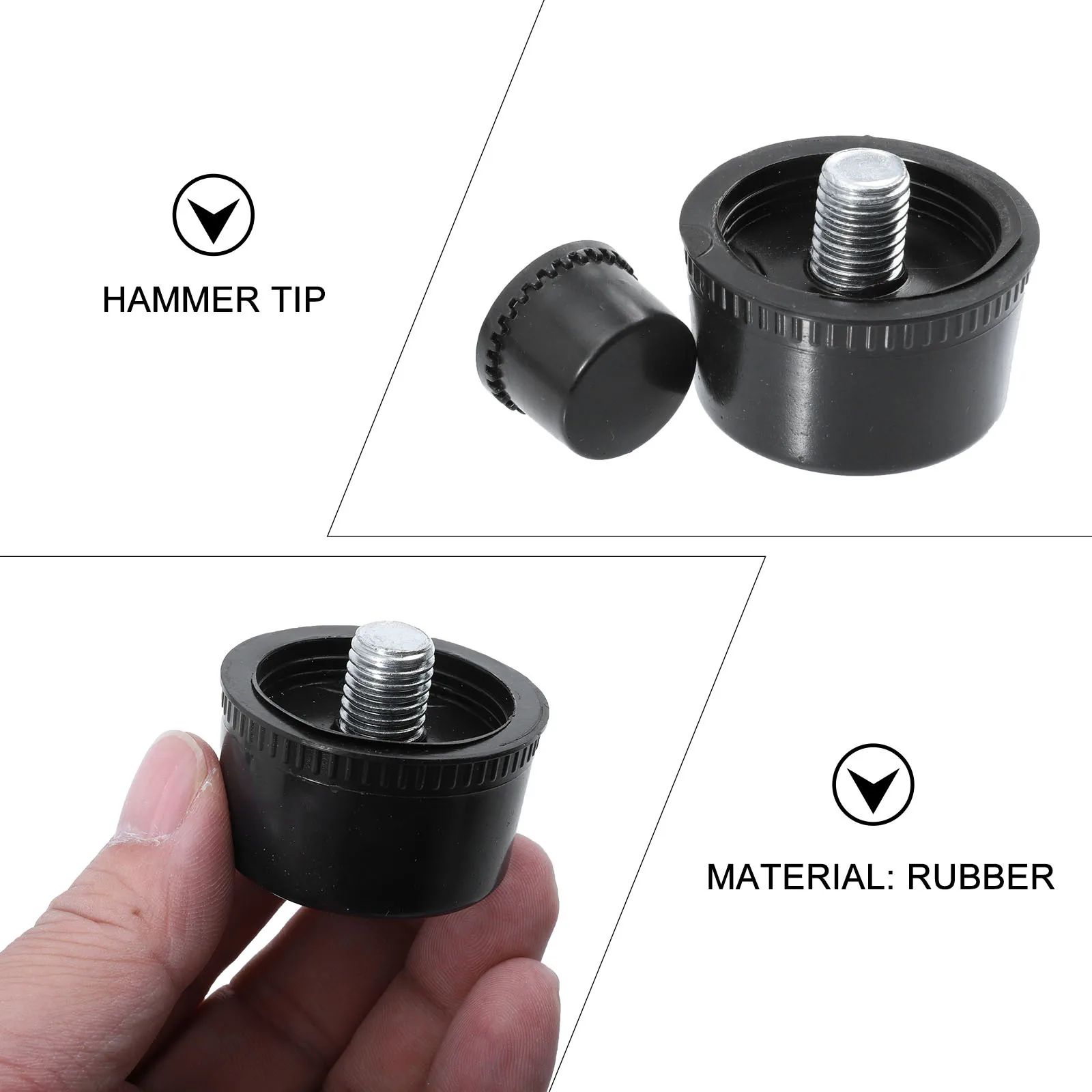 

10pcs Replacement Rubber Hammer Head Mallet Tip For Delicate Surfaces Durable Oil Resistant Striking Head Hand Tools Accessories