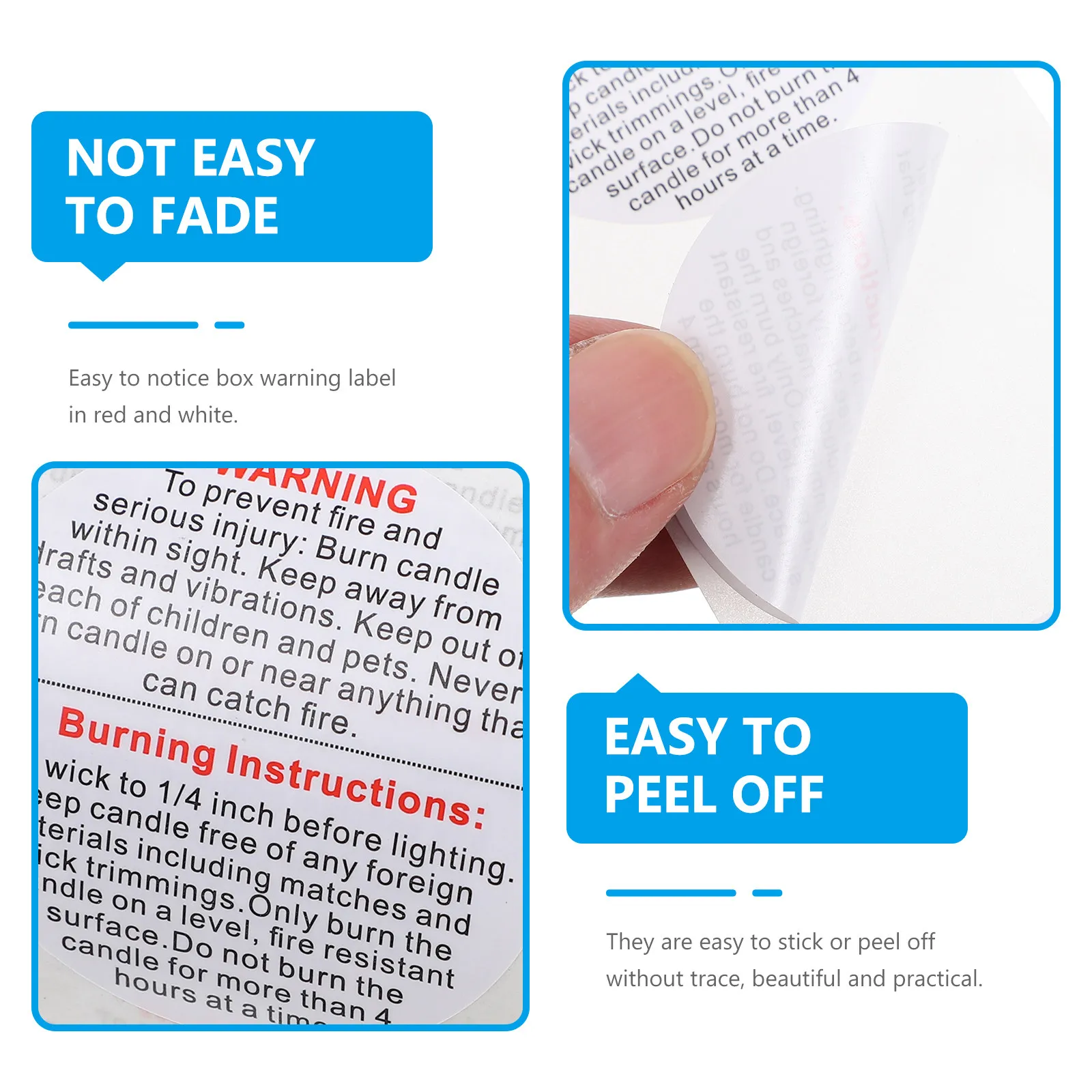 1 Roll Warning Self-Adhesive Label Clear English Safety Sticker for Jar Container Wax Melting Safety Stickers - view 6