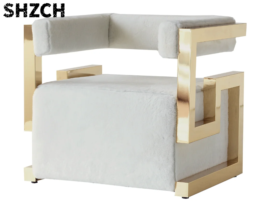 Custom Hot Sale Modern New Casual Stainless Steel Armchair Velvet Living Room Furniture Sofa