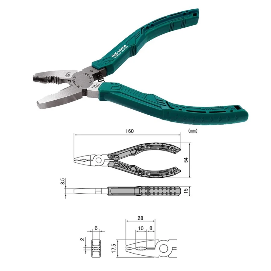 ENGINEER PZ-58 160mm Screw Removal Pliers for Diameter 3-9.5 mm Heavy Duty Gripping Pliers Non-slip Anti-Static Repair Hand Tool