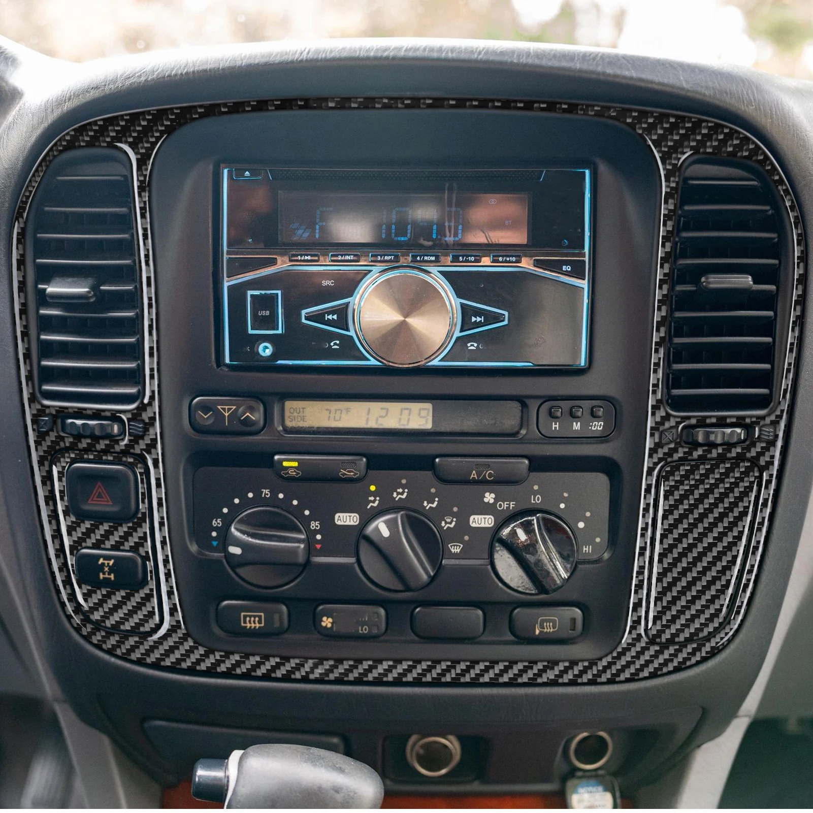 For Lexus LX470 For Toyota Land Cruiser 1998-2002 Carbon Fiber Central Console Radio CD Panel Trim Set Car Accessories Sticker view 3