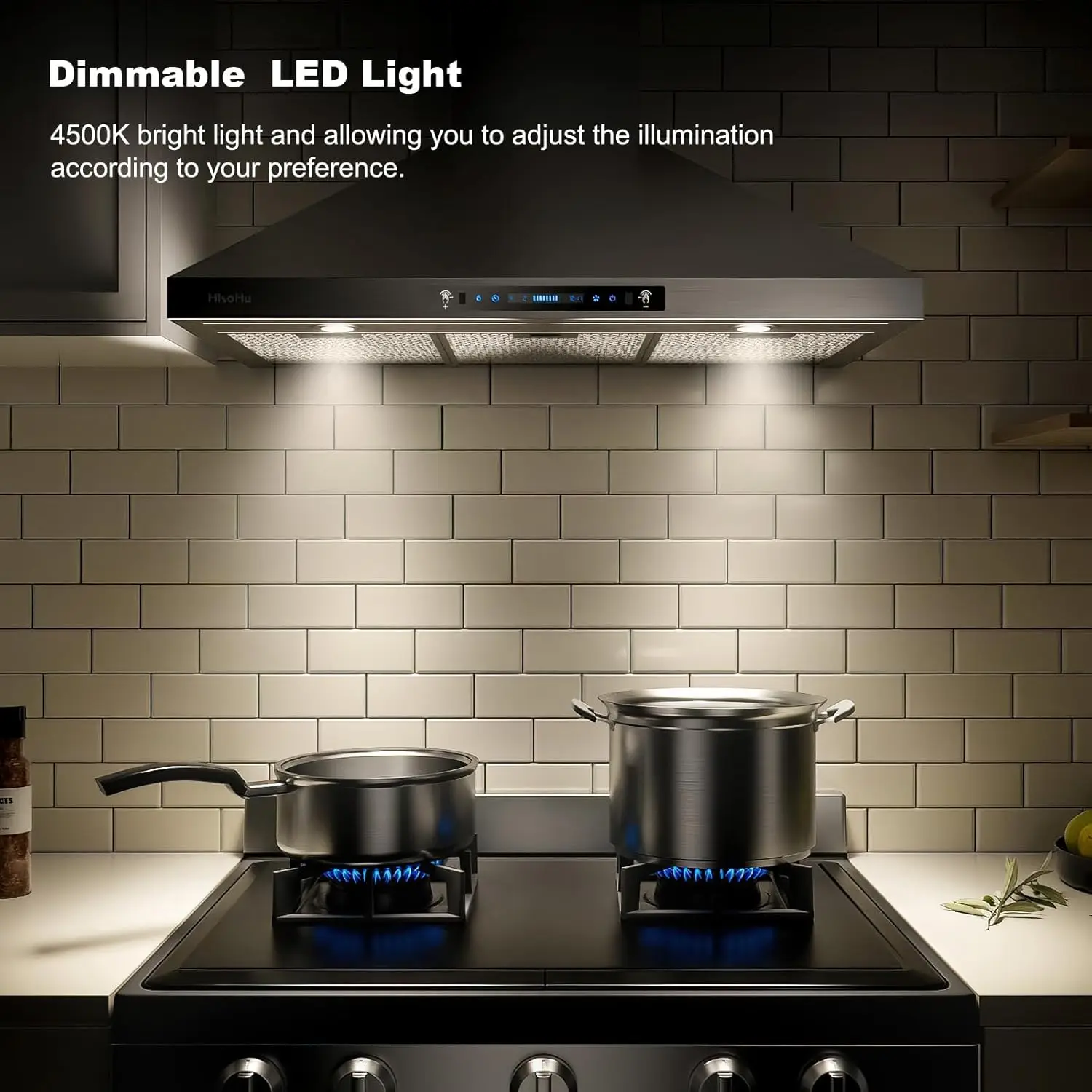 Ductless/Ducted Convertible, 780 CFM Kitchen Vent Hood, Aluminum Mesh Filter,4 Speed Gesture Sensi