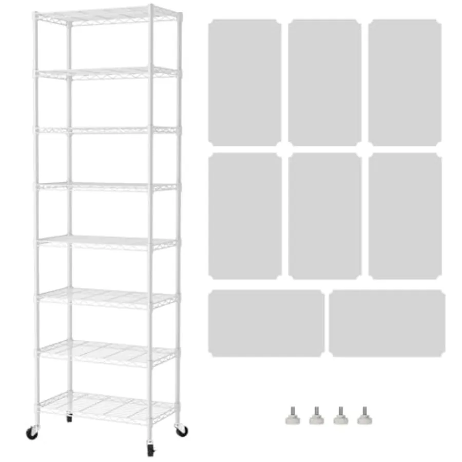 

8-ярусный металлический стеллаж-органайзер для хранения, проволочный стеллаж для гаража, регулируемая напольная полка для кладовой, кухни и кладовки