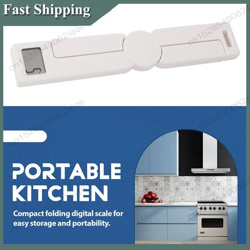 -ABKM Compact Folding Digital Kitchen Scale, Highly Accurate Foldable Portable Food Scale With Easy To Read LCD Display,White