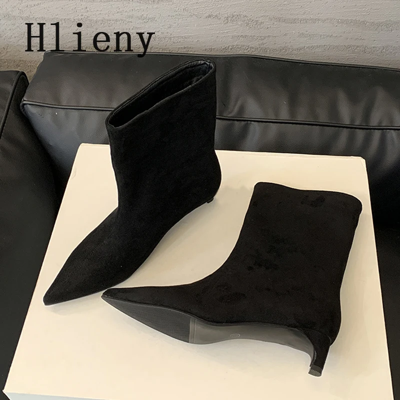 Hlieny Spring Autumn New Pointed Toe Ankle Boots Women Vintage Eelgant Low Heels Shoes Modern Short Botas Ladies Shoes