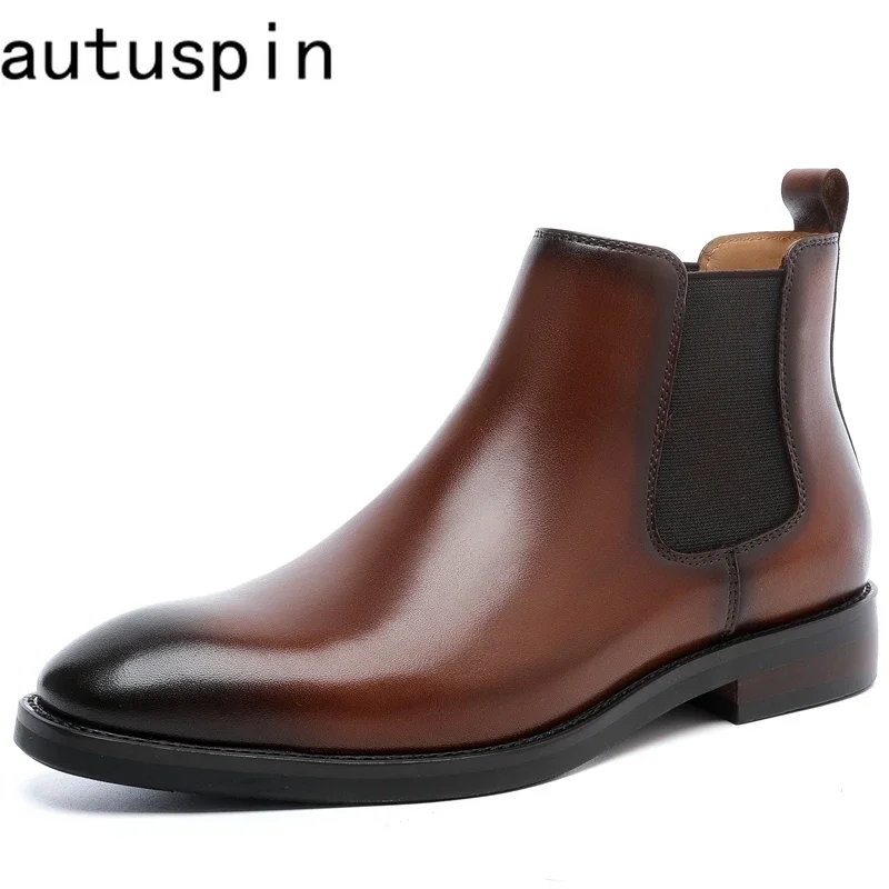 Golden Sapling Retro Chelsea Boots for Men Handmade Genuine Leather Formal Work Shoes British Style Male Ankle Boot Business