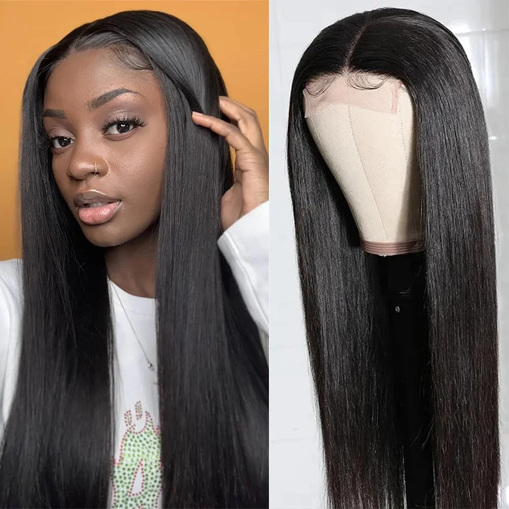 34Inch 13X6 Wear And Go Glueless Straight Wig Pre-Cut Lace Wig Preplucked Jessenia Brazilian Straight Human Hair Wig 13x4 13x6 Straight HD Frontal Wig Lace Front Human Hair Wigs For Women