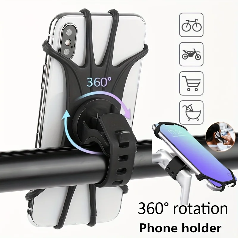

Stroller Cell Phone Holder, 360° Rotation Silicone Handlebar Case, Cycling Bike Bicycle Phone Mount Holder, Stroller Accessories