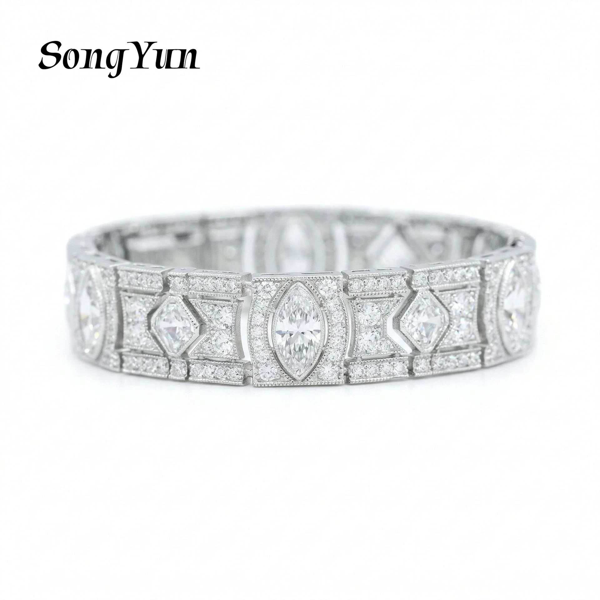 

SongYun Jewelry 925 Sterling Silver Bangle 5A CZ Gemstones Designer High Carbon Diamond 925 Sterling Silver Bangles Accessories