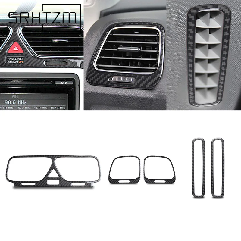 Carbon Fiber Dashboard Air Outlet Vent Frame Cover Trim Sticker For Lhd Volkswagen Scirocco Mk3 2009-2016 Car Interior