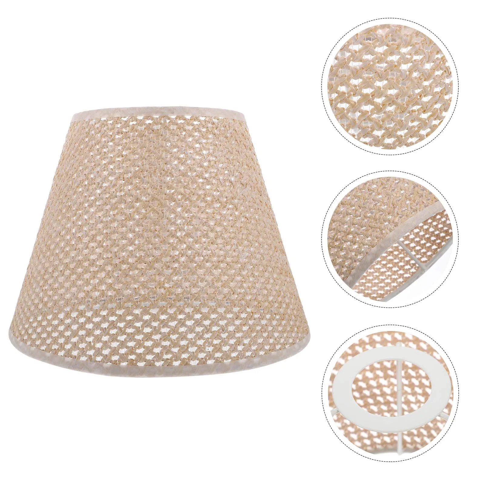 

1Pcs E27 Manual Imitation Rattan Woven Lampshade Sturdy Household Light Cover Easy Install Desk Lamp Lampshade Lamp Shade