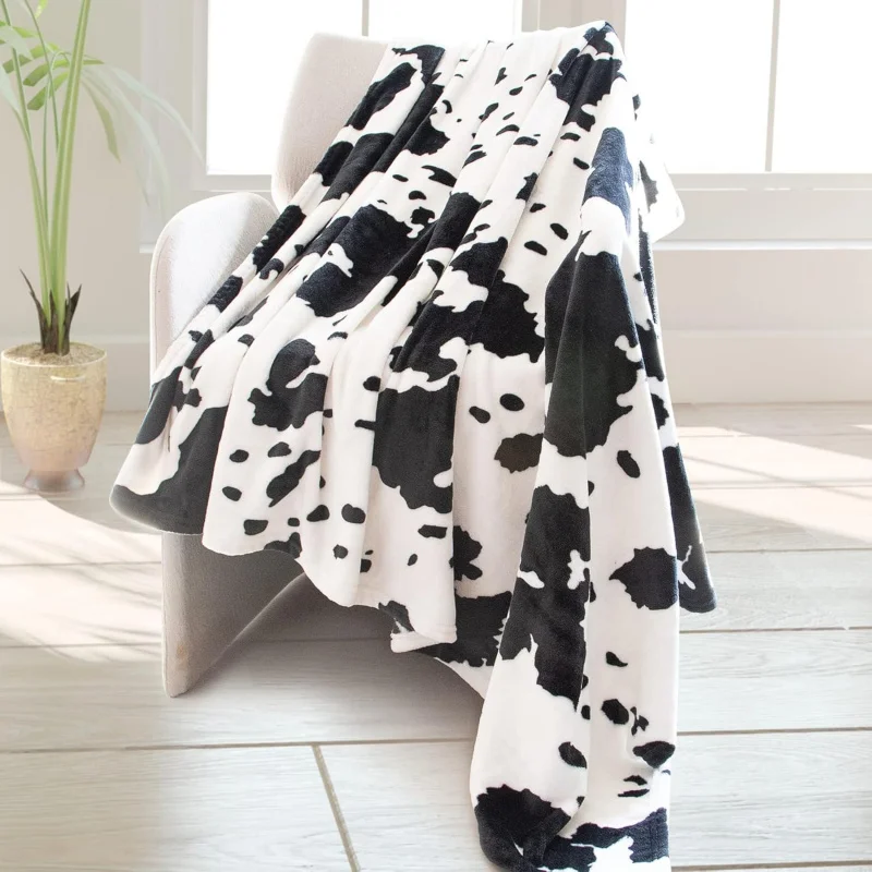 Cow printed casual new fashion blanket warm and cute soft flannel lightweight sofa bedroom decoration gift 50 inches x 60 inches