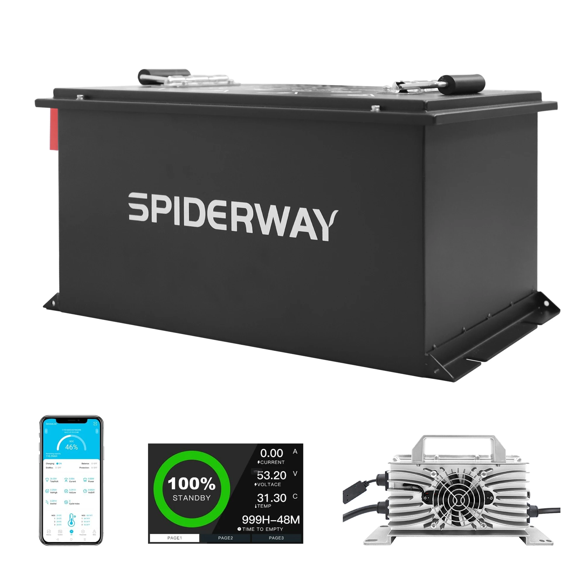 

36V 105Ah LiFePO4 Lithium Battery for Club Car EZGO Yamaha Golf Cart, 200A BMS 15000+ Cycle with LCD Screen Charger