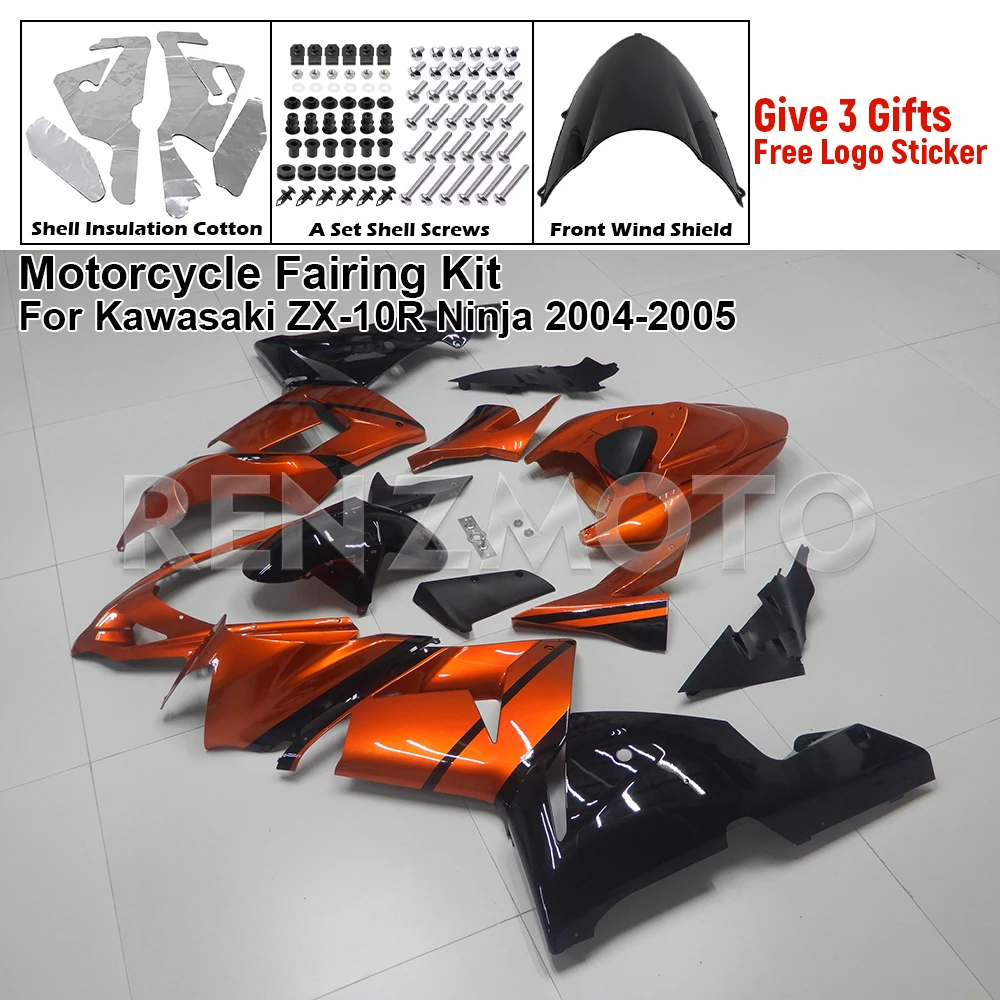 اكسسوارات الدراجات النارية Fairings قالب حقن رسمت ABS البلاستيك هيكل السيارة أطقم لكاواساكي ZX-10R نينجا 2004-2005 K1005