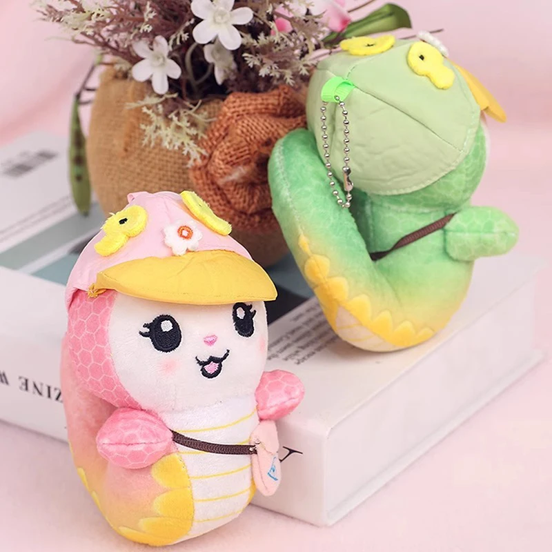 1PC Lovely Naughty Snake Zodiac Doll Pendant Cartoon Plush Toy Keychain Backpack Decoration DIY Accessories Birthday Gifts